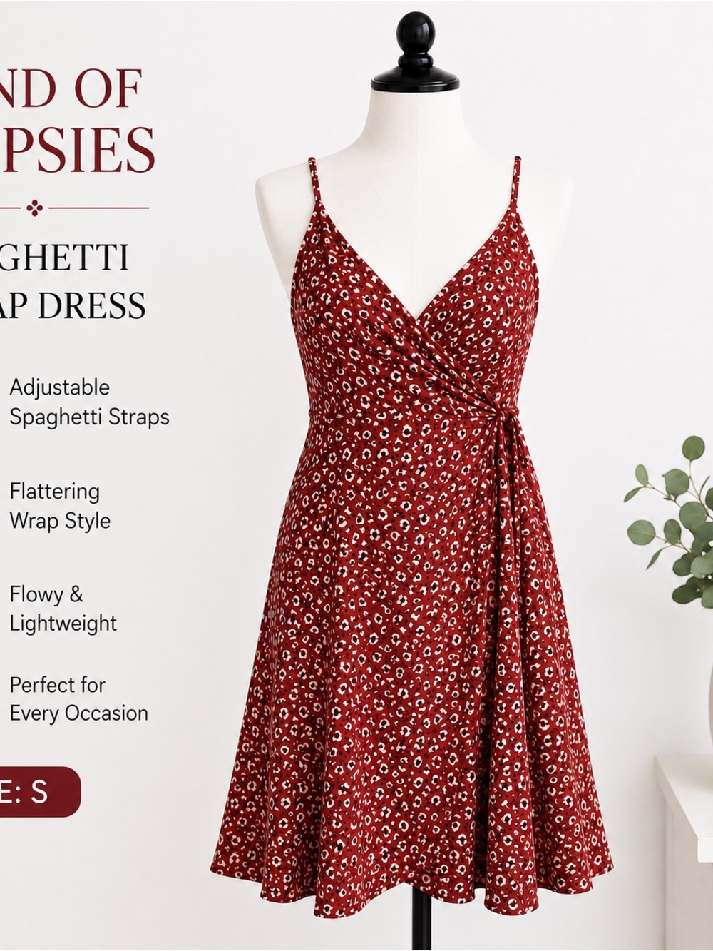 Band of Gypsies Wrap Dress Size S Tie Back Spaghetti Strap
